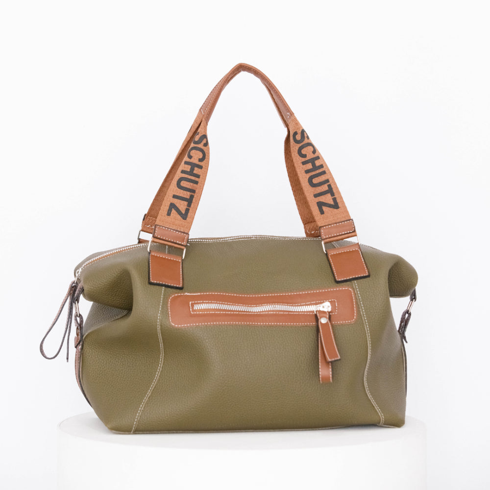 Bolsa Baú Feminina Forrada com Alça Escrita e Design Sofisticado Couro -Envio imediato