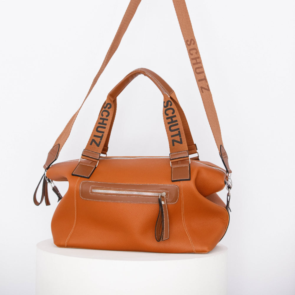 Bolsa Baú Feminina Forrada com Alça Escrita e Design Sofisticado Couro -Envio imediato